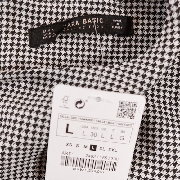 *nwt* Zara houndstooth puff sleeve trapeze mini dress - Picture 7 of 7